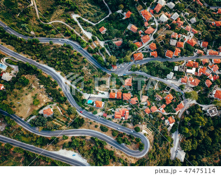 Old european city with red tiled roofs of houses 47475114