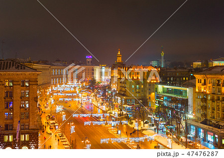 Evening Khreshatyk street, Kiev, Ukraine 47476287