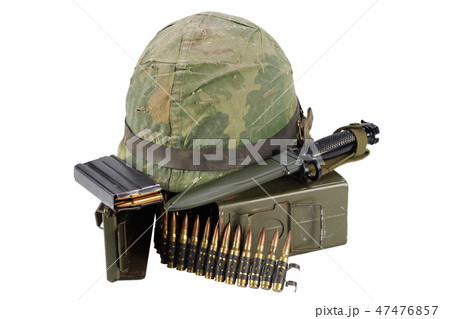 Green Ammo Box with ammunition belt and helmet Green Ammo Box with ammunition belt and helmet 47476857