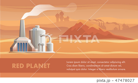 Illustration Technical Station Surface Red Planet Illustration Technical Station Surface Red Planet 47478027