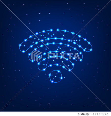 Wi fi sign on a blue background. Wi fi sign on a blue background. 47478052