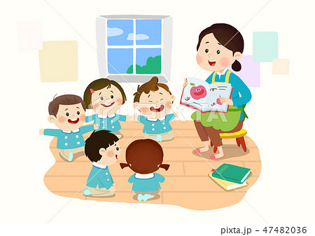 Preschool Kids daily life vector illustration 008 47482036