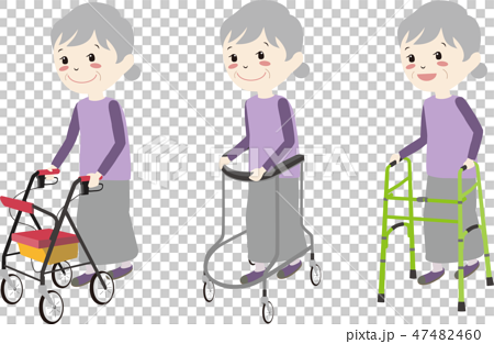 介護 福祉用具 歩行器 移動介助 Adl 高齢者 のイラスト素材