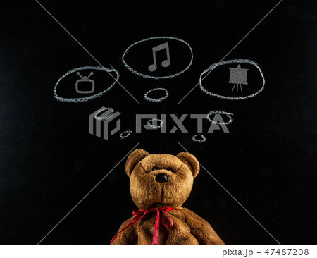 The dream teddy bear, with television, notes , art The dream teddy bear, with television, notes , art 47487208