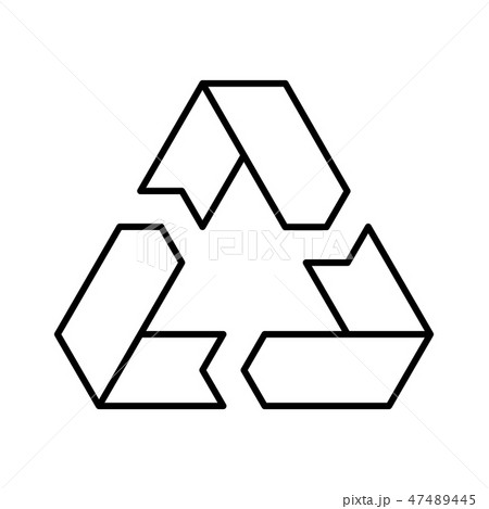 Recycling symbol. Environmental or ecological symbol. Simple flat vector icon. White sign with black Recycling symbol. Environmental or ecological symbol. Simple flat vector icon. White sign with black 47489445