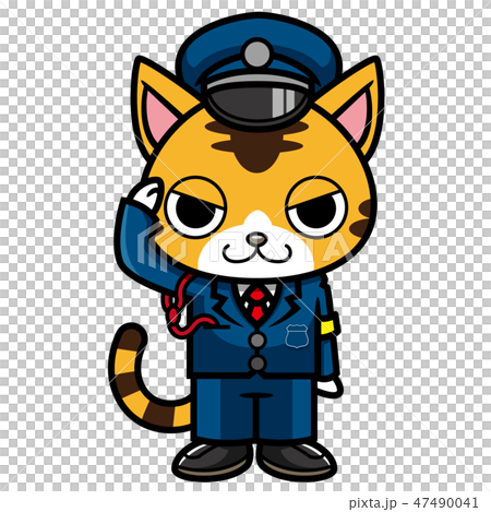 猫の警備員のイラスト素材