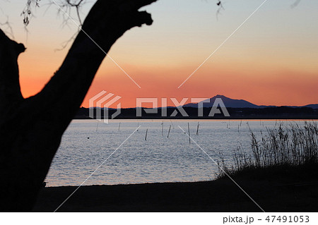 涸沼からの筑波山夕日 47491053