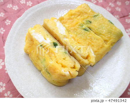 家庭のネギ入り厚焼き玉子 47491342