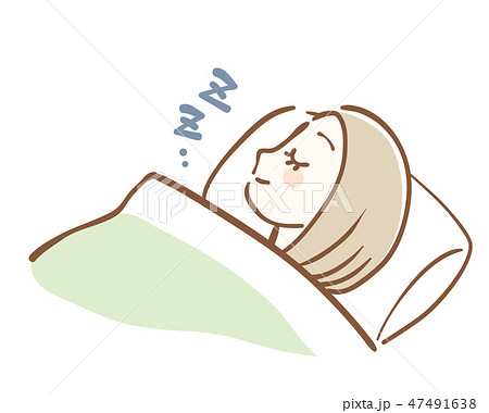 睡眠 女性 横向きのイラスト素材