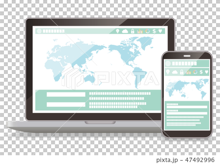 パソコン スマホに共通するレスポンシブデザインテンプレート フラットデザインイラストのイラスト素材 47492996 Pixta