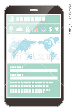 スマホに写されたウェブサイトデザインテンプレート フラットデザインイラストのイラスト素材