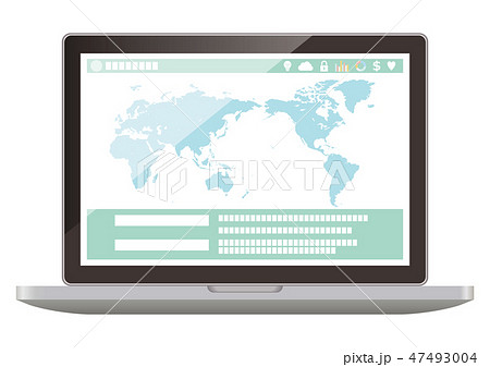 パソコンに写されたウェブサイトテンプレートデザイン フラットデザインイラストのイラスト素材 47493004 Pixta