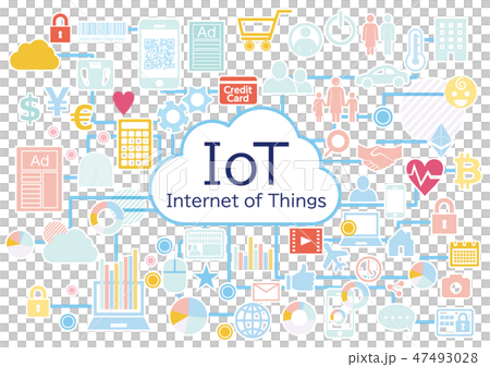 大數據被栓對iot事務 象平的設計白色背景例證 插圖素材 圖庫