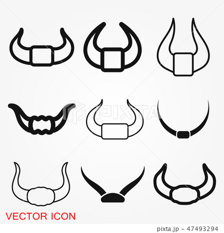 Bull horns icon logo, illustration, vector sign 47493294