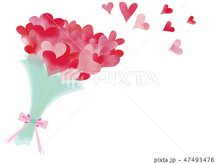 水彩風 バレンタインハート花束のイラスト素材 47493476 Pixta