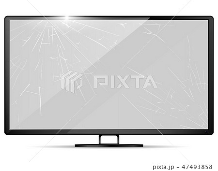 3d realistic broken screen - LCD display with cracks. 3d realistic broken screen - LCD display with cracks. 47493858