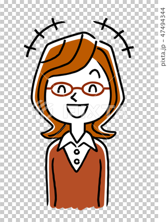 A young woman wearing glasses: Laugh 47494344