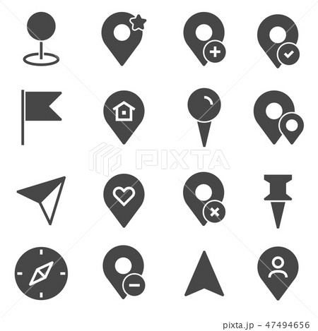 Gray map pointer icons set. Vector Illustrations 47494656