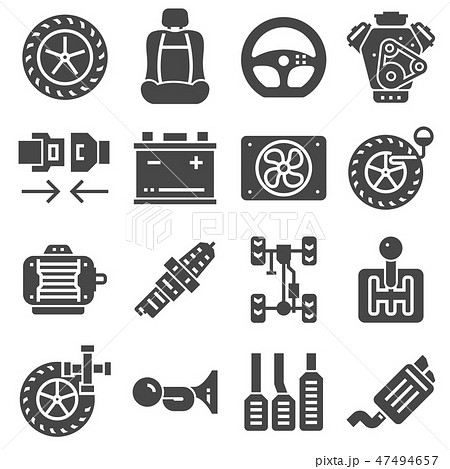 Car Parts Icons Set on White Background. Vector 47494657