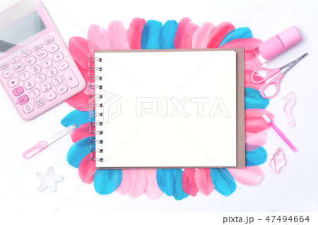 Styled feminine desktop. flat lay 47494664