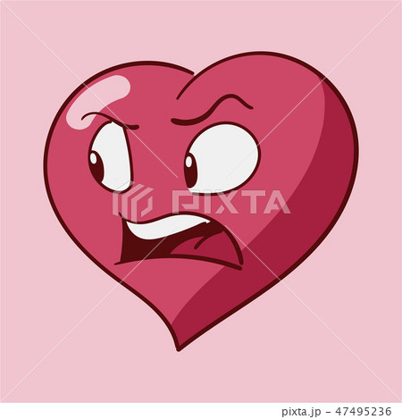 Funny cartoon heart character emotions, St Valentines vector icons, isolated Funny cartoon heart character emotions, St Valentines vector icons, isolated 47495236