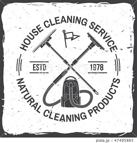 Cleaning company badge, emblem. Vector illustration. Concept for shirt, stamp or tee. Vintage 47495865