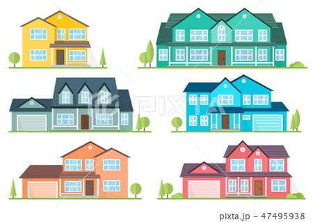 Vector flat icon suburban american house. Vector flat icon suburban american house. 47495938