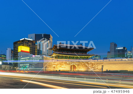 Seoul South Korea, Night skyline at Namdaemun Gate Seoul South Korea, Night skyline at Namdaemun Gate 47495946