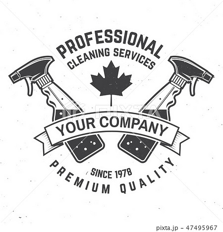 Cleaning company badge, emblem. Vector illustration. Concept for shirt, stamp or tee. Vintage 47495967