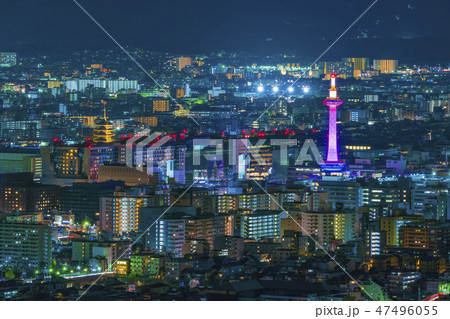 京都　京都タワー　夜景  47496055