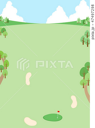 ゴルフ場 青空 背景イラストのイラスト素材 47497298 Pixta