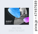 Brochure with black abstract design cover, party flyer in A4 with colourful smooth shapes for club, 47497689