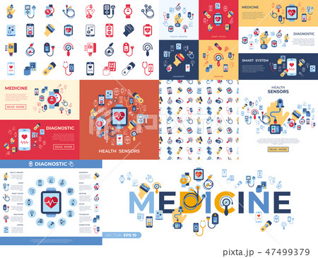 Digital vector health sensor icons set 47499379