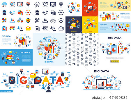 Digital vector big data icons set Digital vector big data icons set 47499385