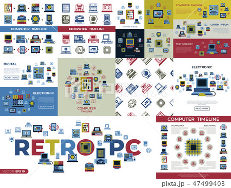 Digital vector personal computer timeline 47499403