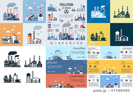Digital vector blue factory pollution Digital vector blue factory pollution 47499460