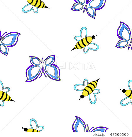 Seamless pattern of bee and butterfly. Seamless pattern of bee and butterfly. 47500509
