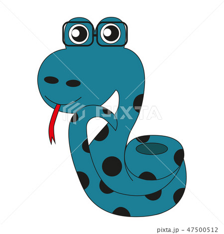 The snake is blue with black spots. The snake is blue with black spots. 47500512