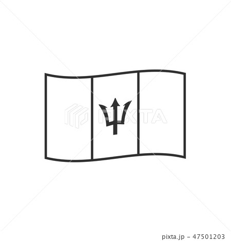 Barbados flag icon in black outline flat design 47501203