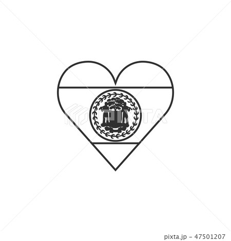 Belize flag icon in a heart shape in black outline 47501207