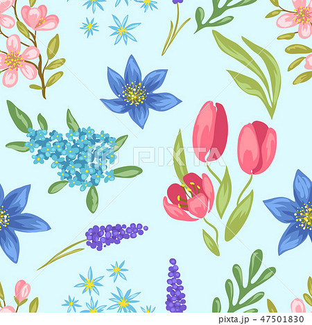 Seamless pattern with spring flowers. 47501830
