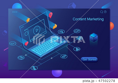 Content Marketing, Blogging and SMM concept.Landing page 47502278