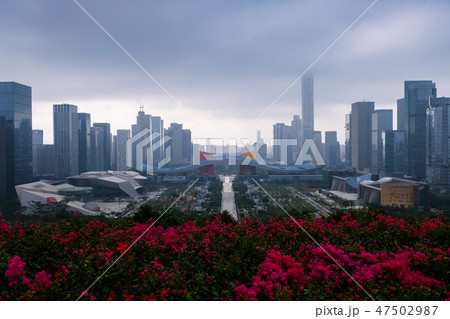 深セン 福田区 街並み 曇天 47502987