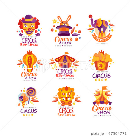 Circus show logo design set, carnival, festive, circus show labels, badges, hand drawn design Circus show logo design set, carnival, festive, circus show labels, badges, hand drawn design 47504771