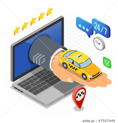 Online Taxi Isometric Concept 47507449
