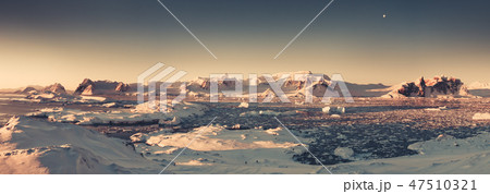 Sunset panorama of the Antarctica. Sepia tone. Sunset panorama of the Antarctica. Sepia tone. 47510321