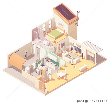 Vector isometric house cross-section 47511183