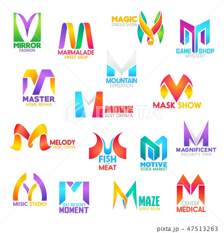 M letter corporate identity, business icons 47513263
