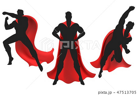 Superhero Silhouette Setのイラスト素材