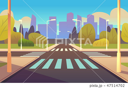 Cartoon crosswalks. Street road crossing highway traffic urban landscape building, crosswalk car Cartoon crosswalks. Street road crossing highway traffic urban landscape building, crosswalk car 47514702